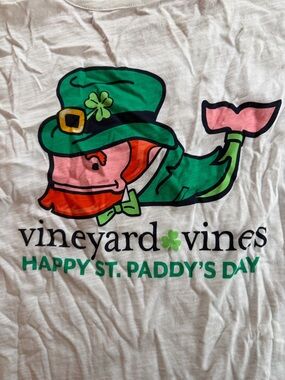 Vineyard Vines White St. Paddy's Day Whale Graphic Long Sleeve Tee